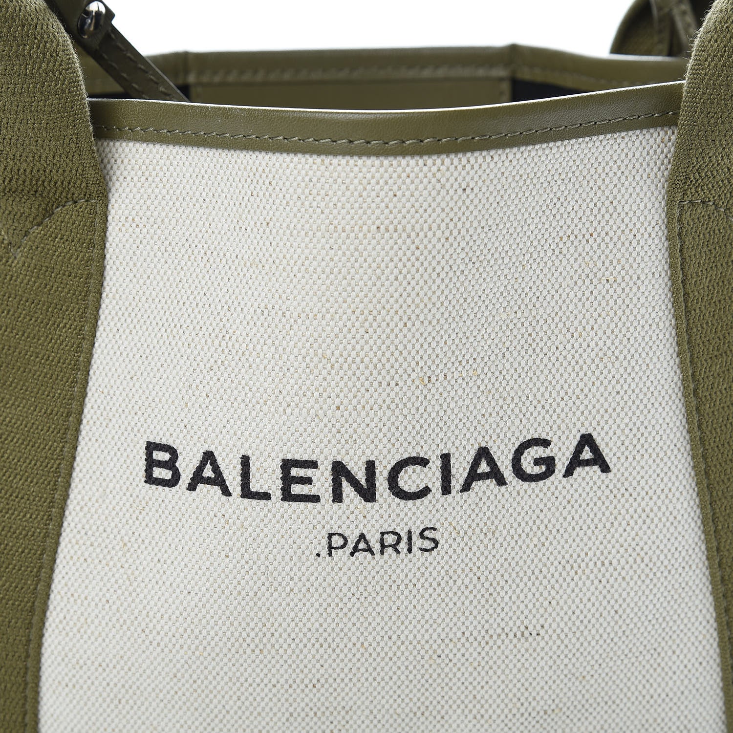 Balenciaga Cotton Canvas Calfskin Navy Cabas XS Natural Green 10 of 16