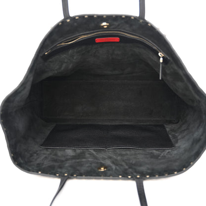 Valentino Garavani Grained Calfskin Rockstud Shoulder Tote Black 5 of 13