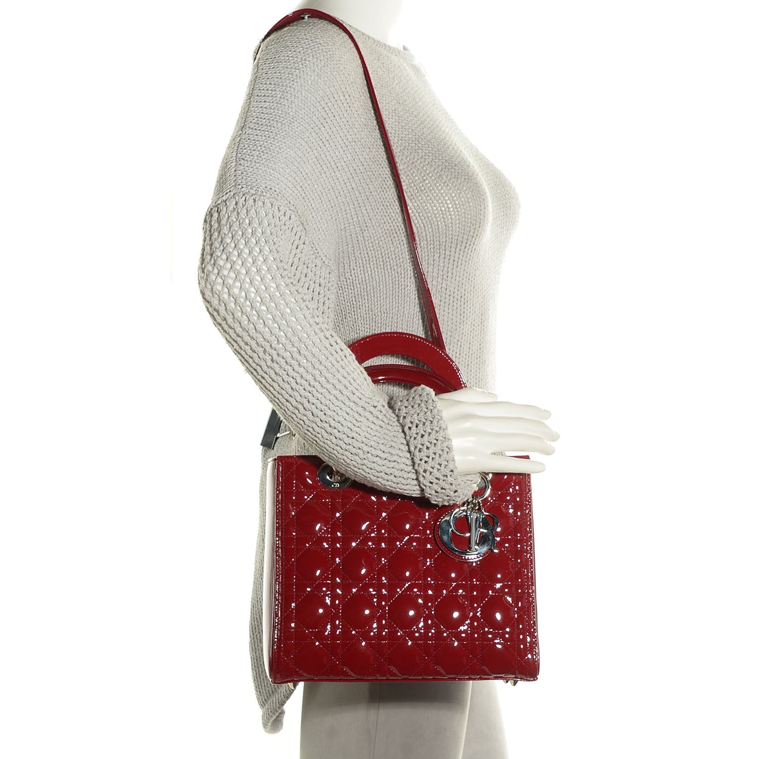 Christian Dior Patent Cannage Medium Lady Dior Red 2 of 9