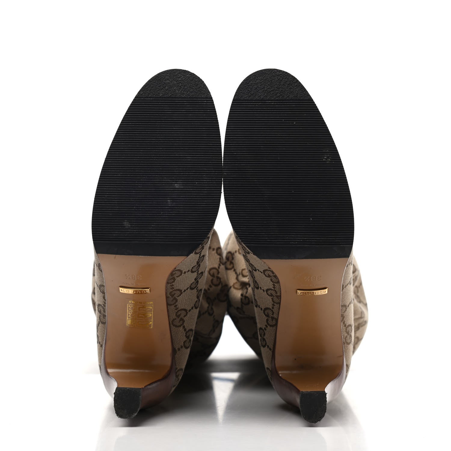 Gucci Monogram Over the Knee Boots 38.5 Beige Ebony 4 of 4