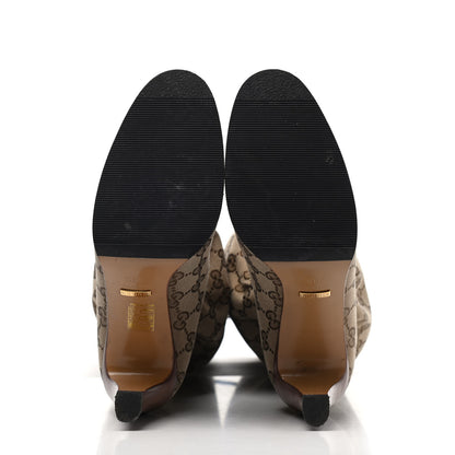 Gucci Monogram Over the Knee Boots 38.5 Beige Ebony 4 of 4