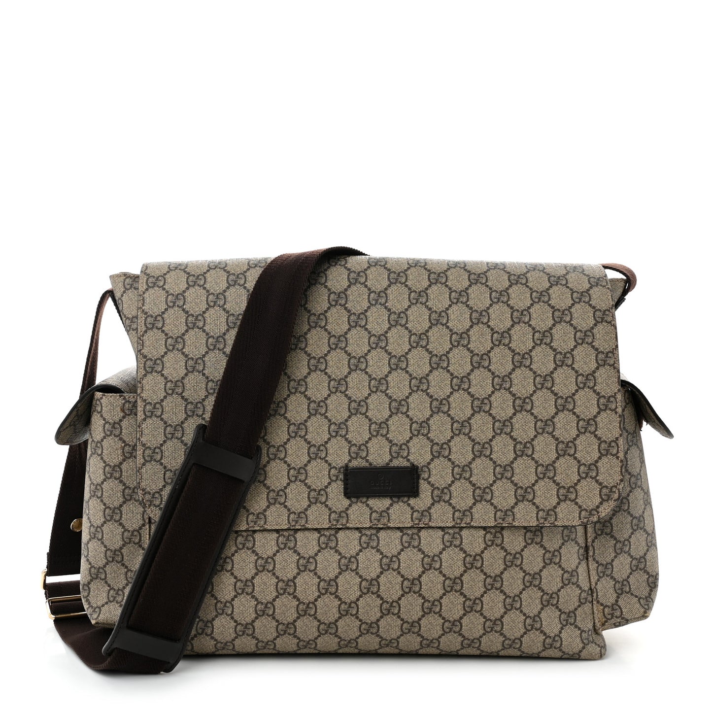 GG Plus Monogram Messenger Diaper Bag Dark Brown