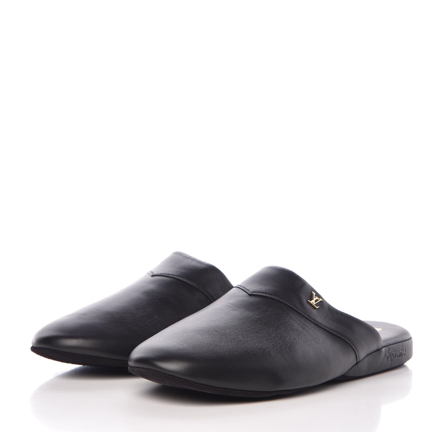 Louis Vuitton X SUPREME Lambskin Mens Hugh Slippers 6 Black 3 of 8