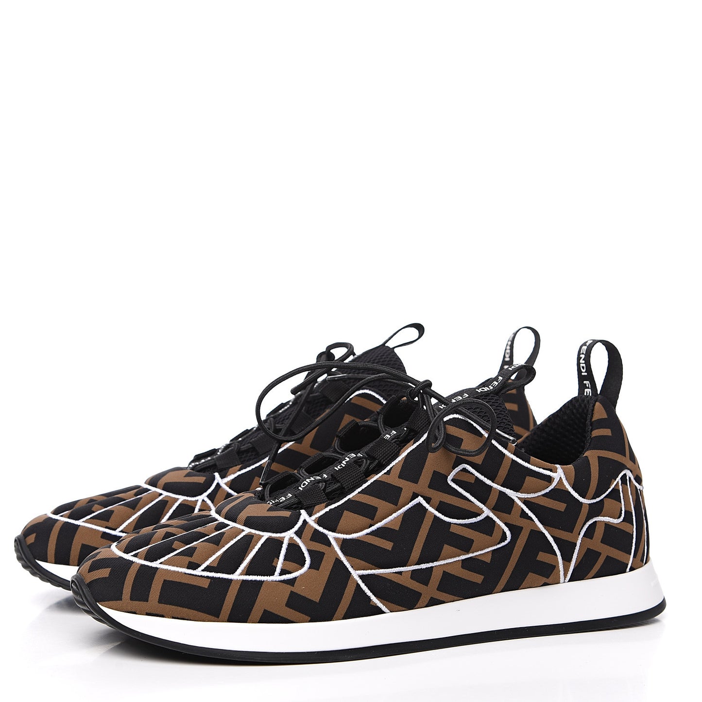 Stretch Fabric FFreedom Sneakers 36 Tobacco Black White