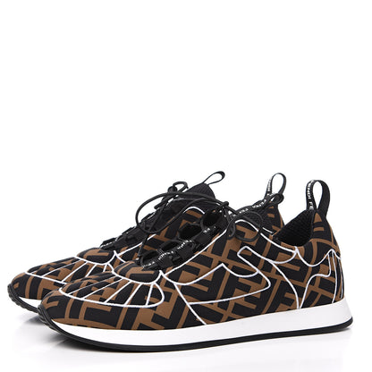 Fendi Stretch Fabric FFreedom Sneakers 36 Tobacco Black White 3 of 9