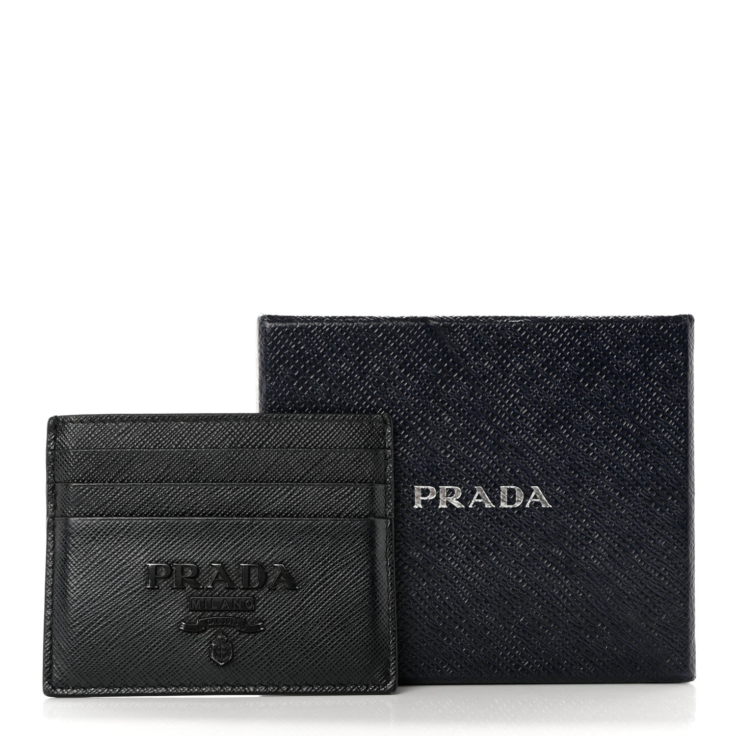 Prada Saffiano Shine Monochrome Card Holder Black 7 of 7