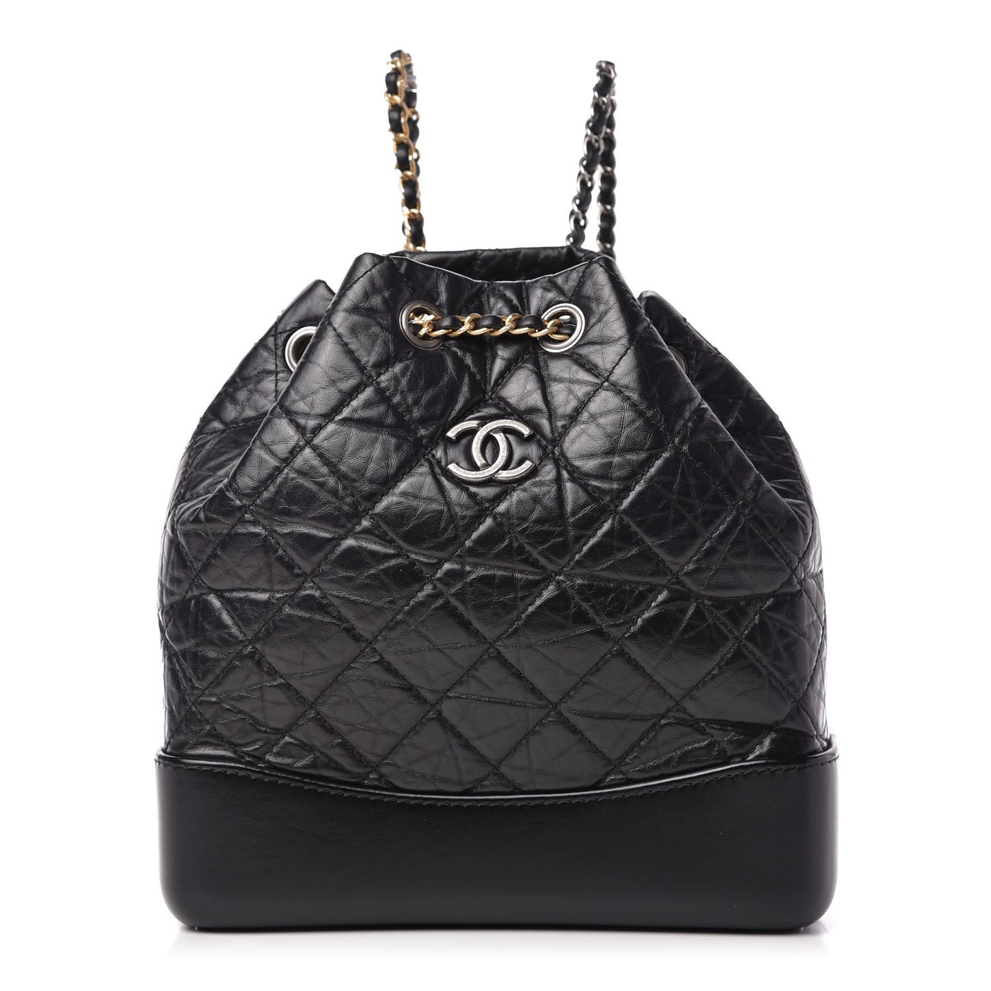 Aged Calfskin Quilted Small Gabrielle Backpack Black