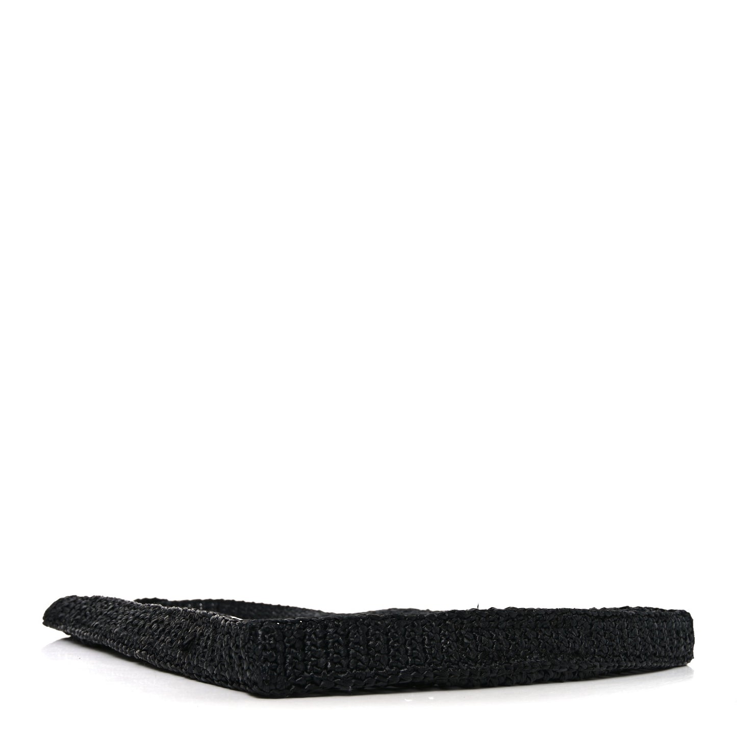 Yarn Raffia Effect Crochet Logo Embroidered Tote Bag Black
