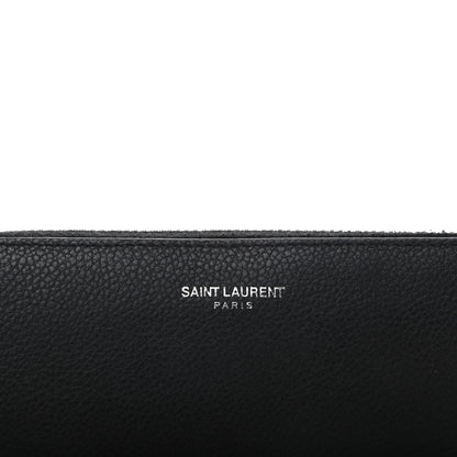 Saint Laurent Grained Calfskin Rive Gauche Zip Around Wallet Black 10 of 11