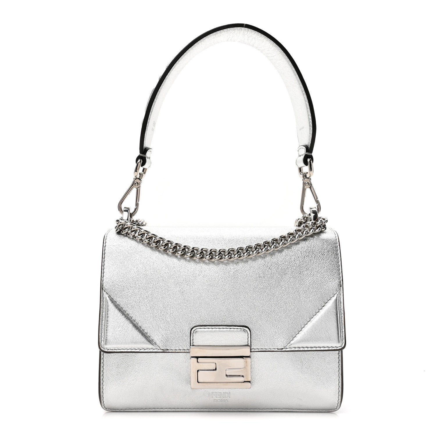 Fendi Vitello Catalan Mirror F is Fendi Small Kan U Shoulder Bag Argento 1 of 20