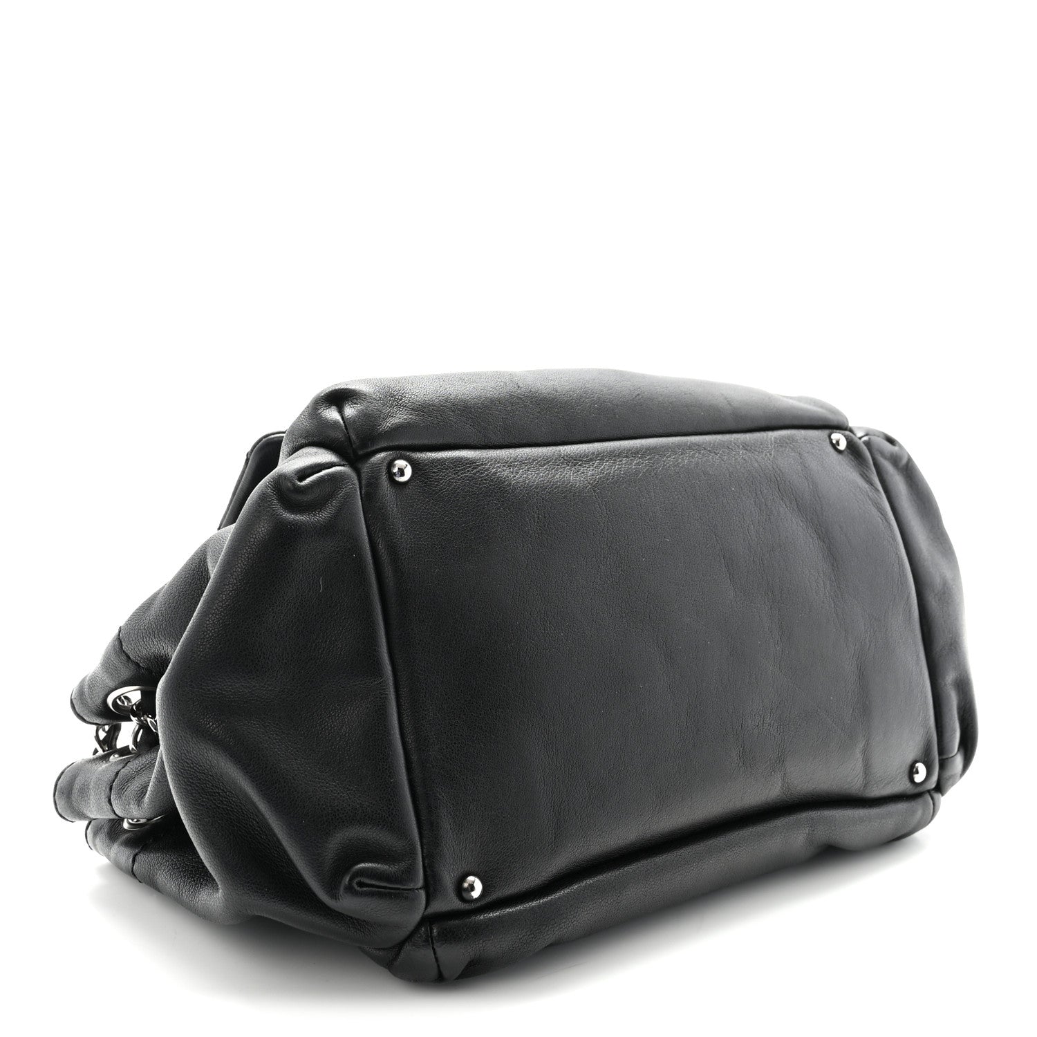 Chanel Lambskin Quilted Bowler Flap Shoulder Bag Black 4 of 10