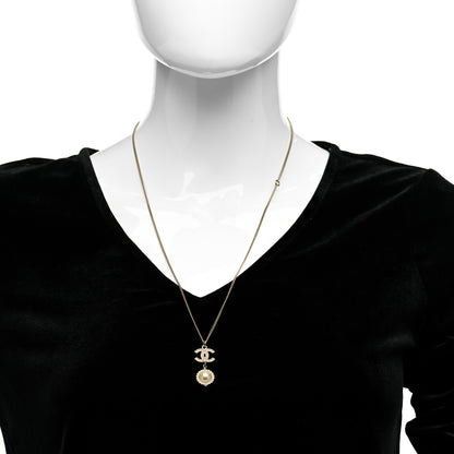 Chanel Crystal Pearl CC Lace Camellia Necklace Gold 2 of 5