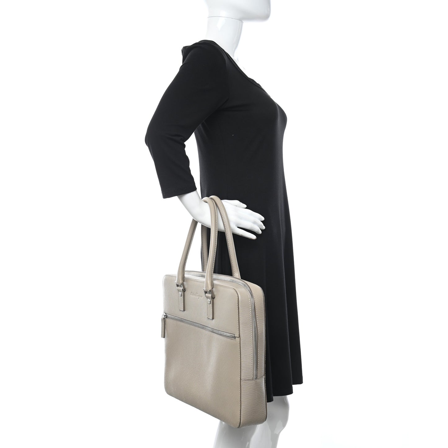 Calfskin Zip Around Briefcase Beige