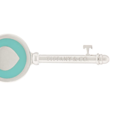 Tiffany Sterling Silver Enamel Heart Key Pendant Blue 3 of 5