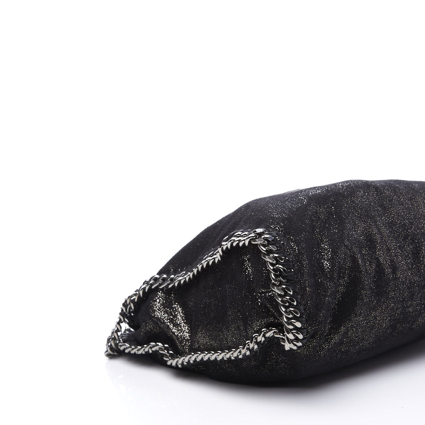 Chamois Shiny Dotted Falabella Fold Over Tote Ruthenium