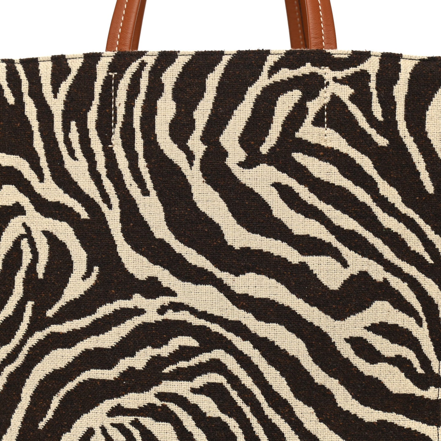Canvas Zebra Embroidered Large Phantom Cabas Tan