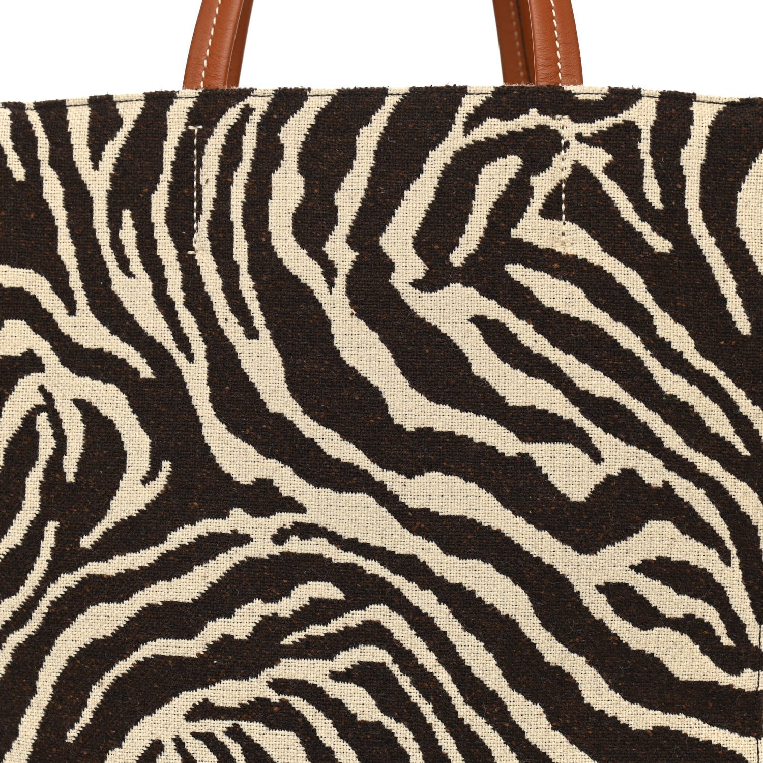 Celine Canvas Zebra Embroidered Large Phantom Cabas Tan 8 of 10