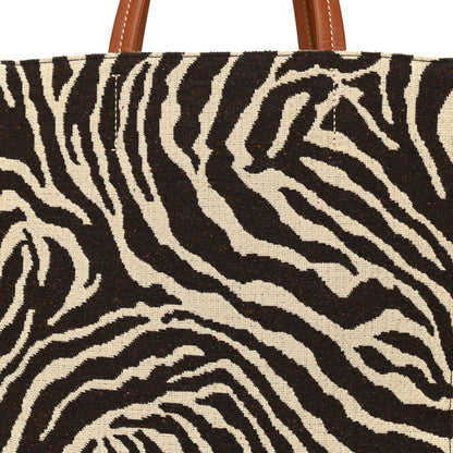 Celine Canvas Zebra Embroidered Large Phantom Cabas Tan 8 of 10