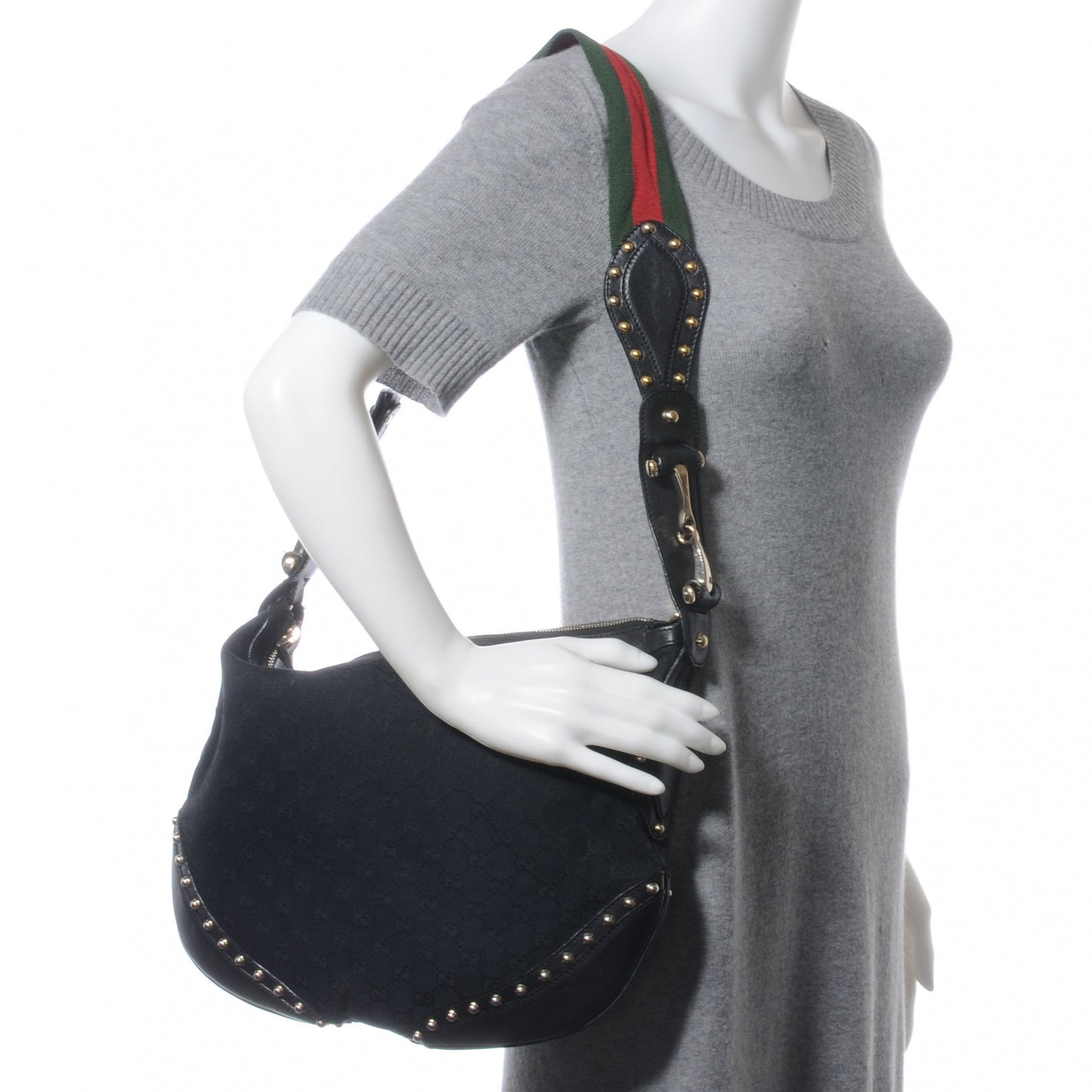 Monogram Pelham Studded Shoulder Bag Black