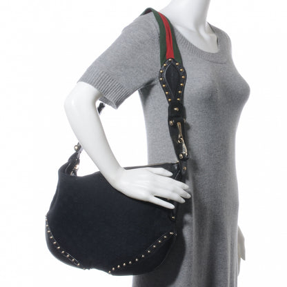 Gucci Monogram Pelham Studded Shoulder Bag Black 2 of 8