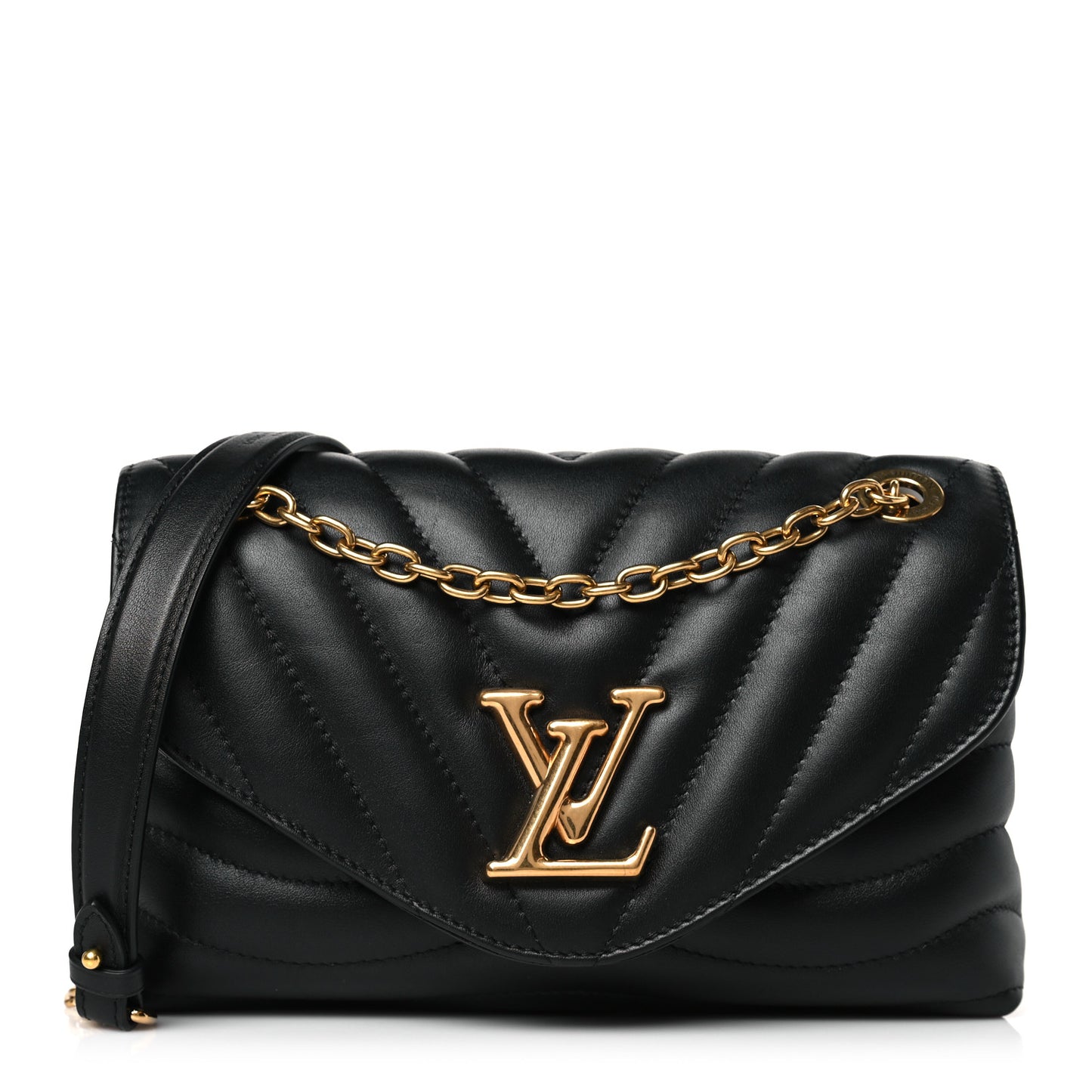 Calfskin LV New Wave Chain Bag Black