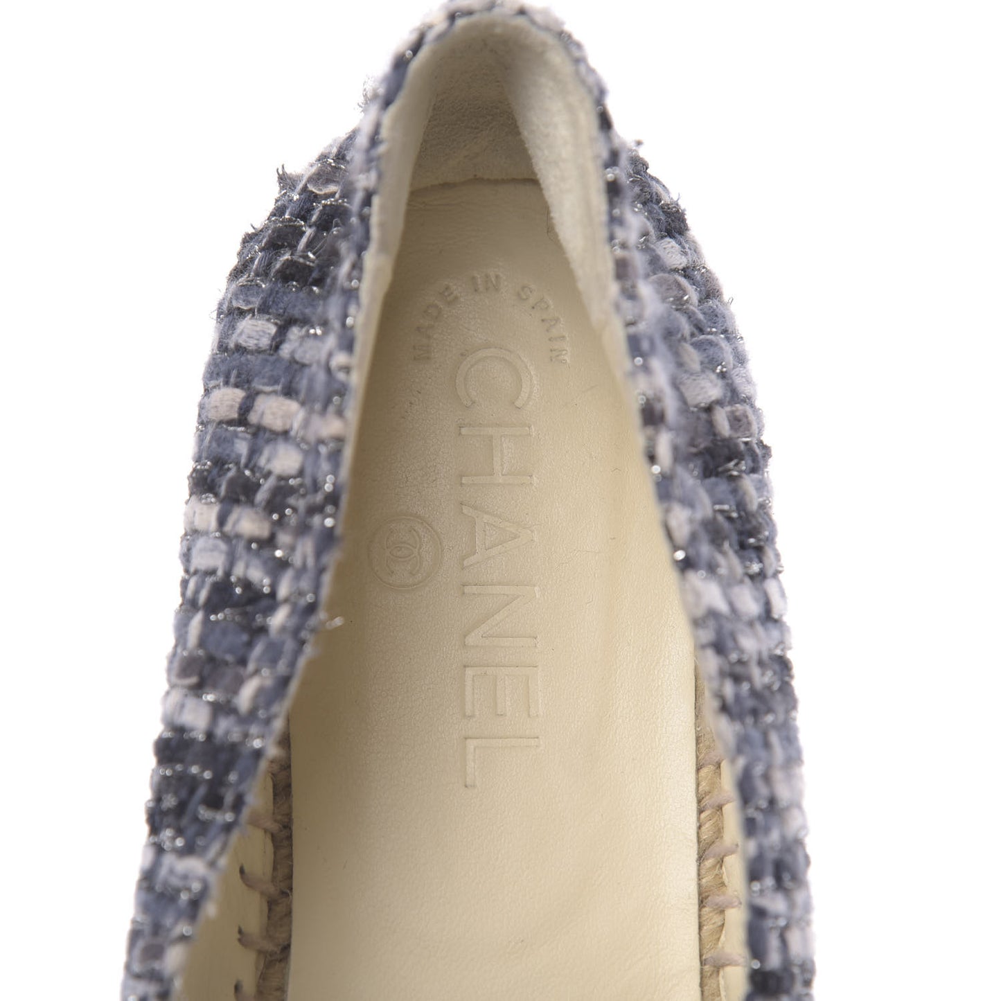 Metallic Tweed Lambskin CC Espadrilles 39 Blue Black Silver