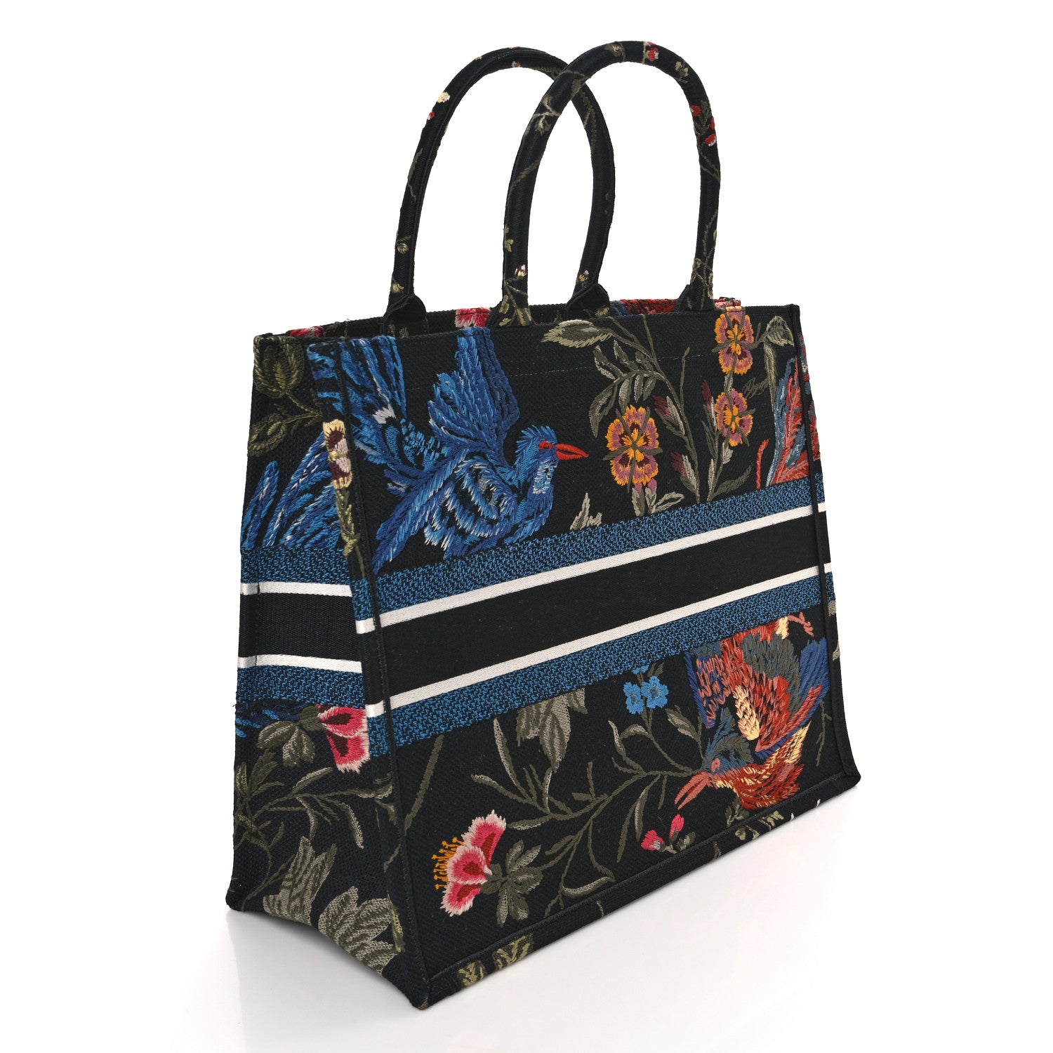 Christian Dior Canvas Embroidered Large Jardin d'Hiver Book Tote Black Multicolor 3 of 10