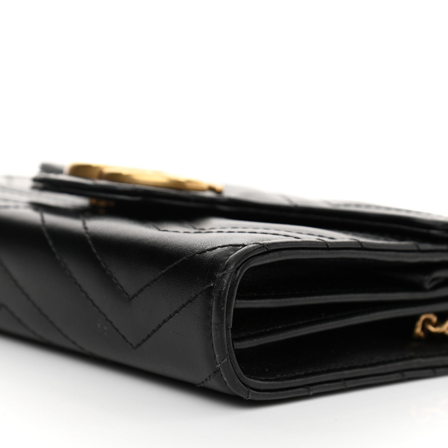 Gucci Calfskin Matelasse GG Marmont Chain Wallet Black 9 of 10