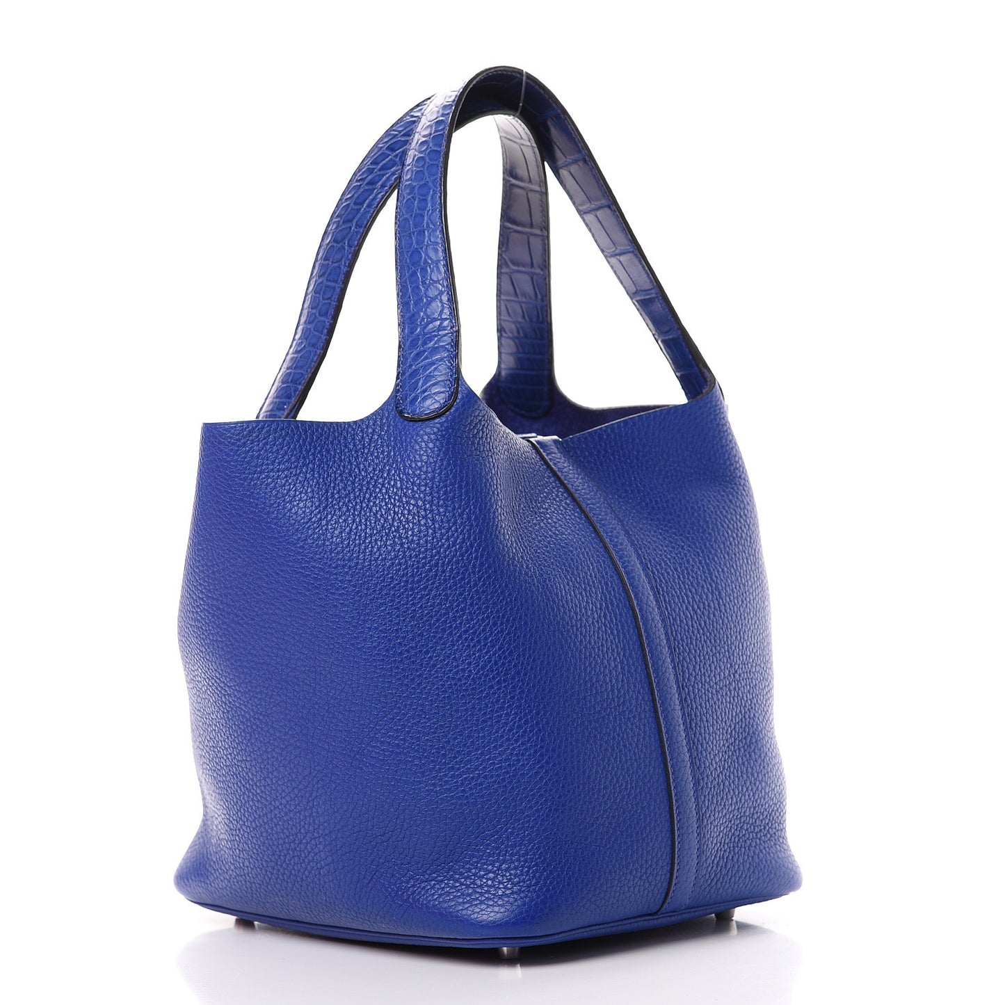 Taurillon Clemence Matte Alligator Picotin Lock Touch 22 MM Bleu Electrique