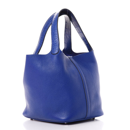 Hermes Taurillon Clemence Matte Alligator Picotin Lock Touch 22 MM Bleu Electrique 2 of 11