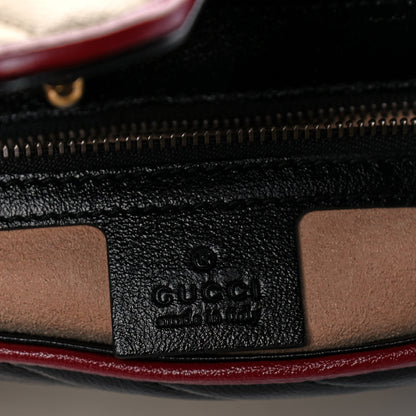 Gucci Vintage Effect Calfskin Matelasse Diagonal Striped Small Torchon GG Marmont Shoulder Bag Black Beige 6 of 13