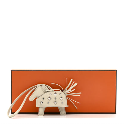 Hermes Milo Lambskin Studded Grigri Rodeo Robeo Rock Horse Bag Charm PM Craie 4 of 4