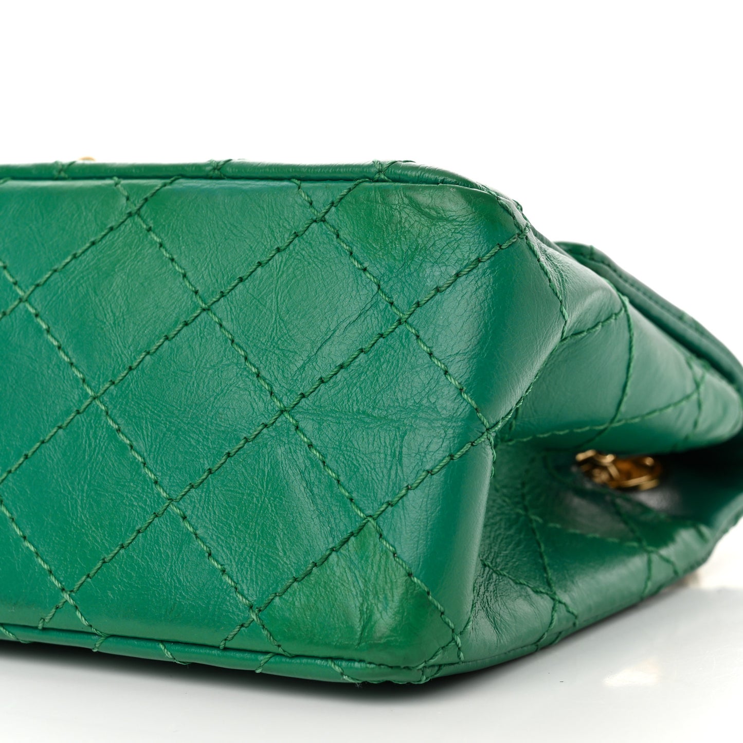 Aged Calfskin Quilted 2.55 Reissue Mini Flap Green