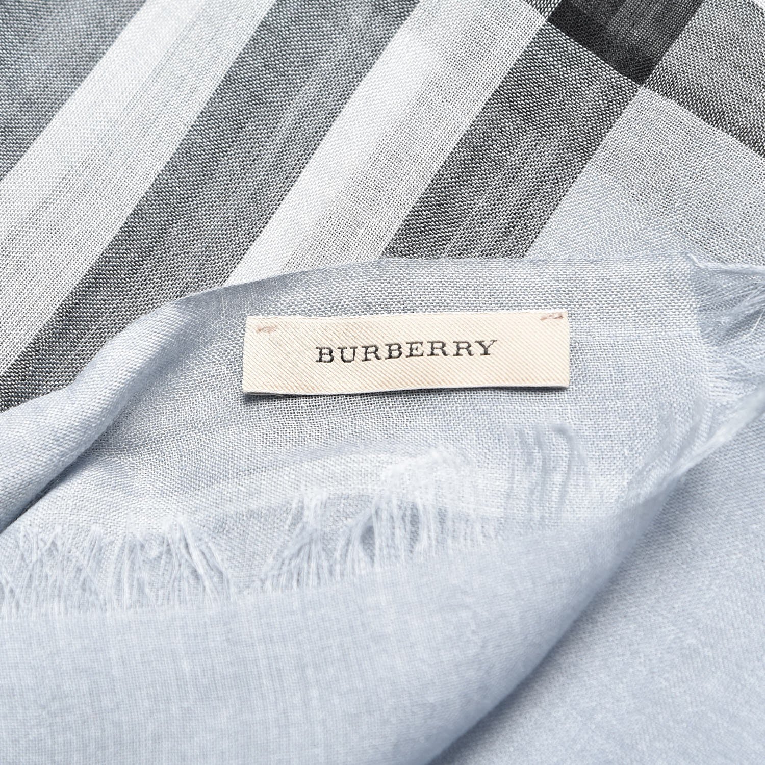 Burberry Wool Silk Giant Check Scarf Dusty Blue 4 of 6