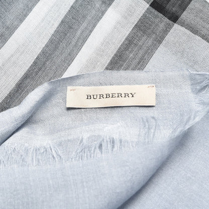 Burberry Wool Silk Giant Check Scarf Dusty Blue 4 of 6