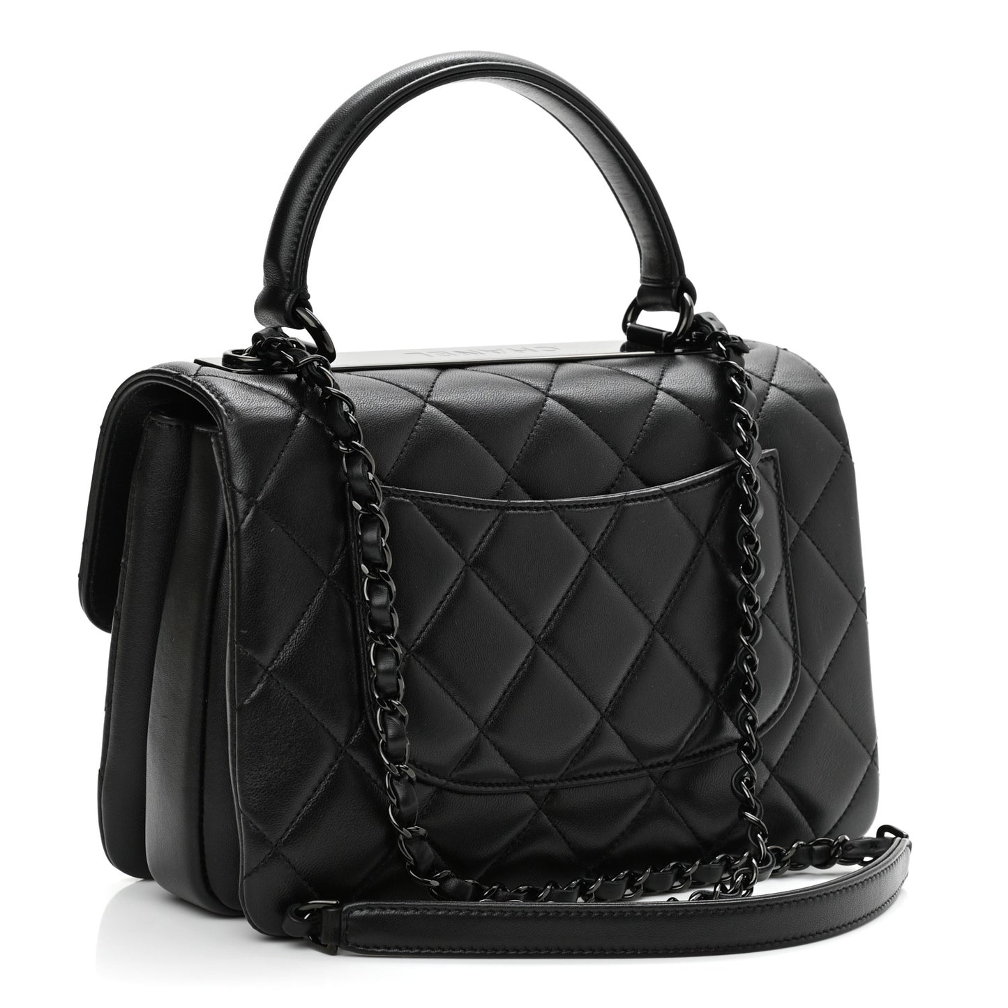 Lambskin Quilted Small Trendy CC Dual Handle Flap Bag So Black
