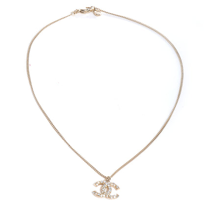 Chanel Crystal CC Necklace Brushed Gold 4 of 5