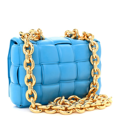 Bottega Veneta Lambskin Maxi Intrecciato Padded Chain Cassette Crossbody Bag Swimming Pool 3 of 12