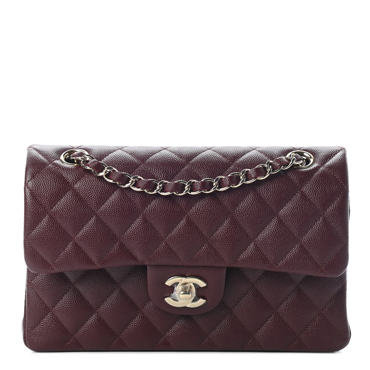 Caviar Quilted Small Double Flap Burgundy