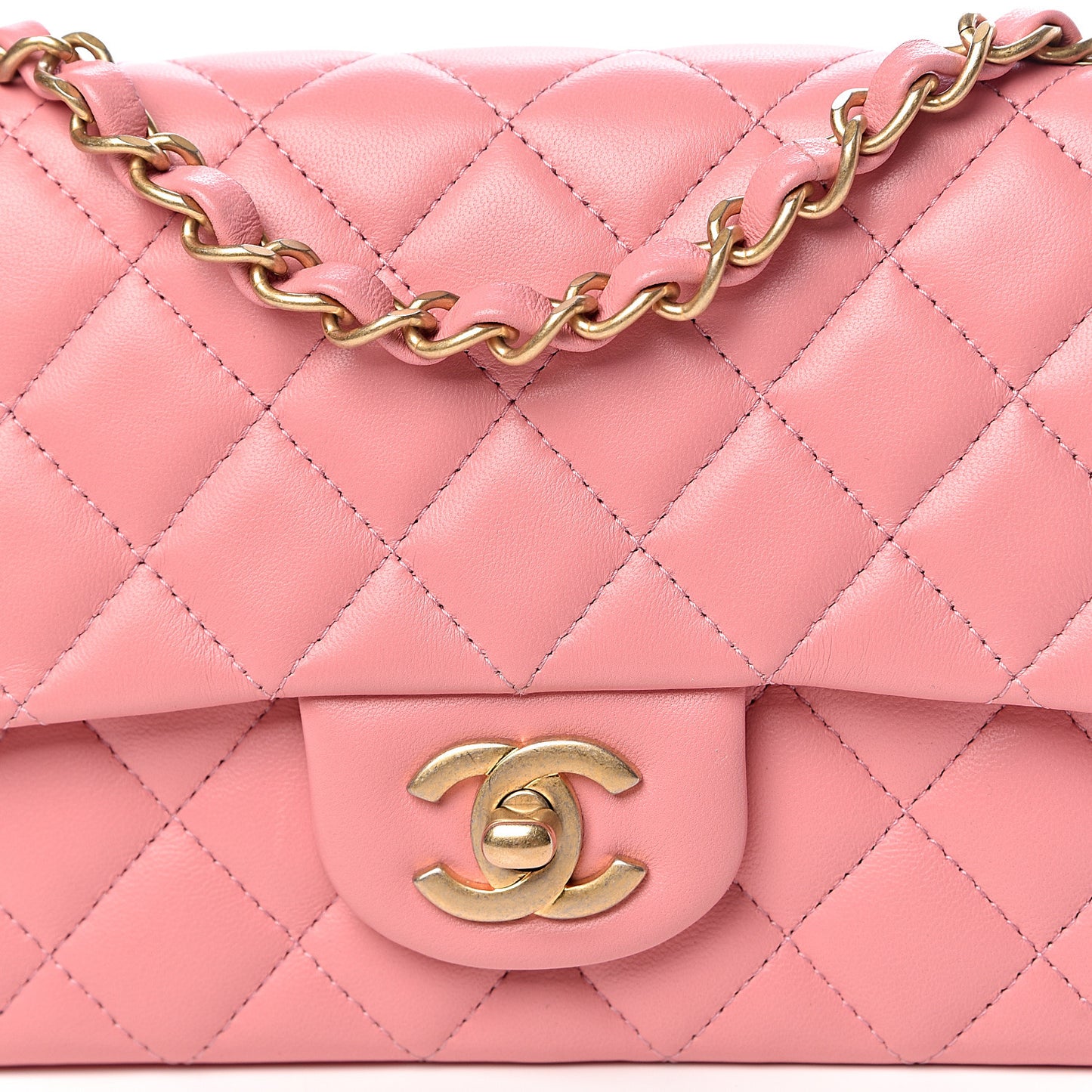 Lambskin Quilted Mini Rectangular Flap Pink