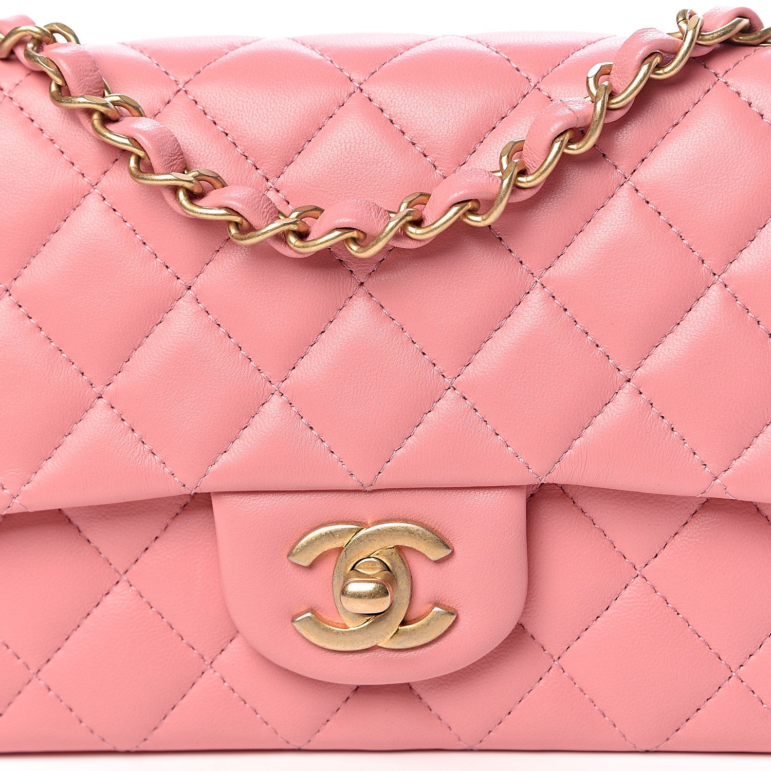 Chanel Lambskin Quilted Mini Rectangular Flap Pink 8 of 17