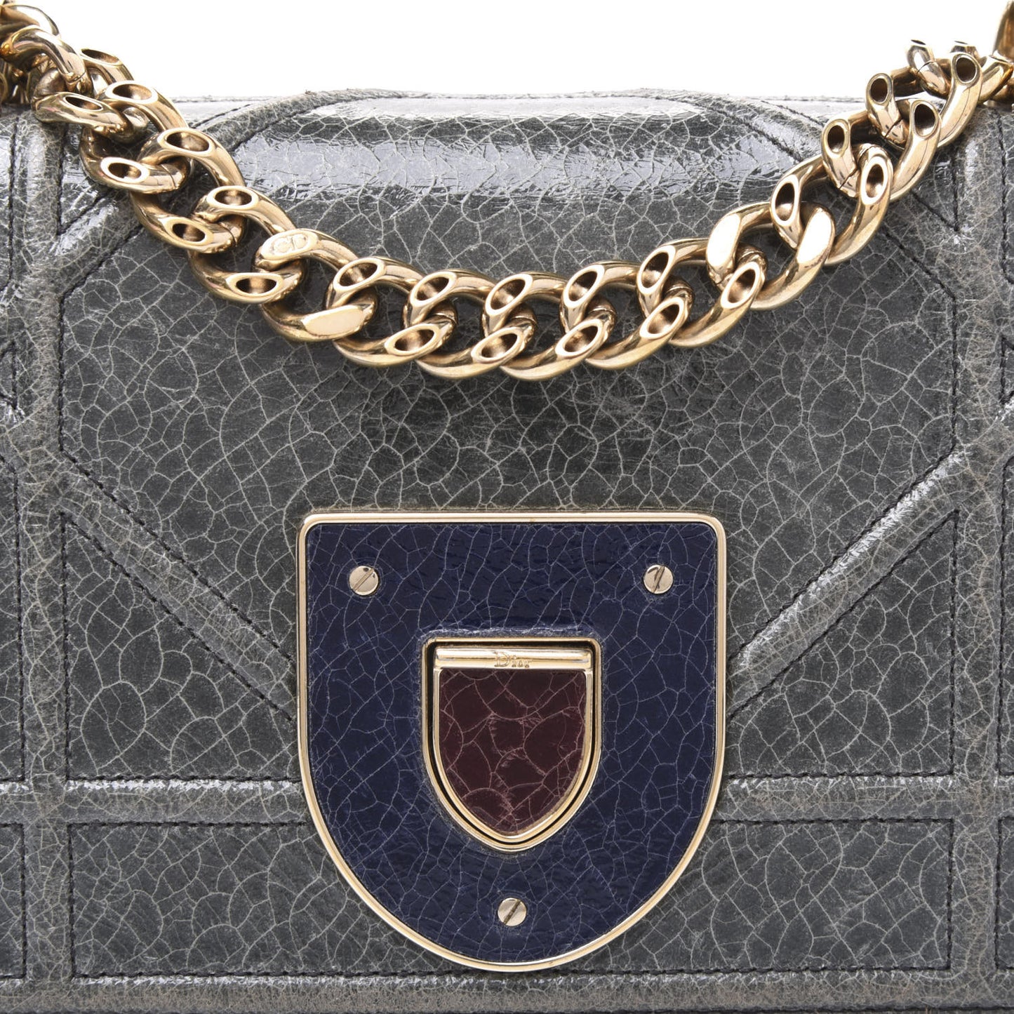 Ceramic Effect Deerskin Diorama Club Bag Dark Grey