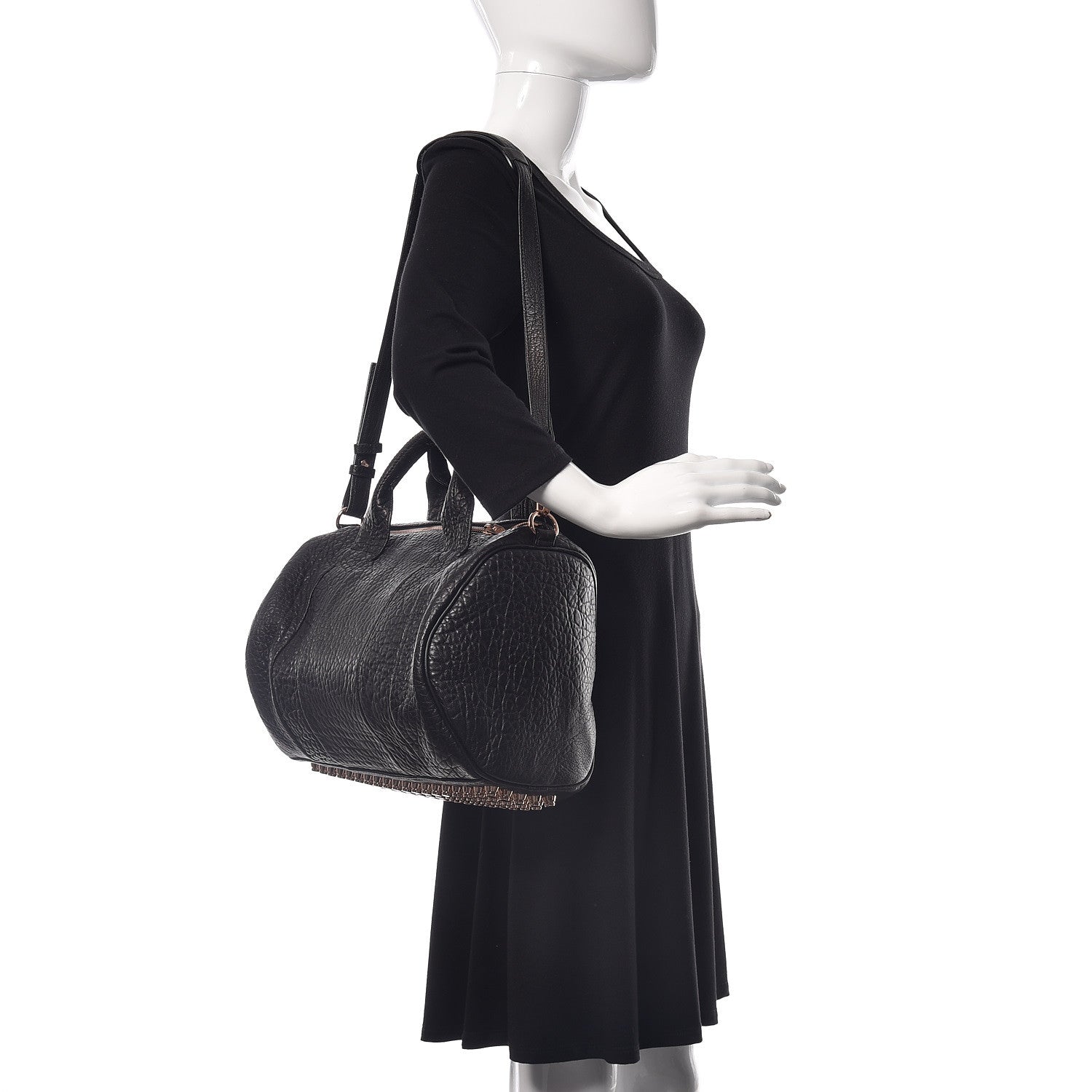 Alexander Wang Pebbled Lambskin Rocco Black Rose Gold Hardware 3 of 9