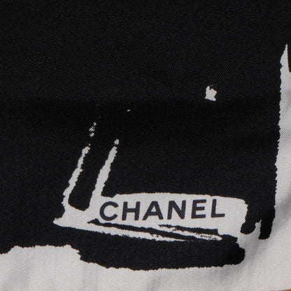 Chanel Silk Paris Scarf Black Beige 3 of 5