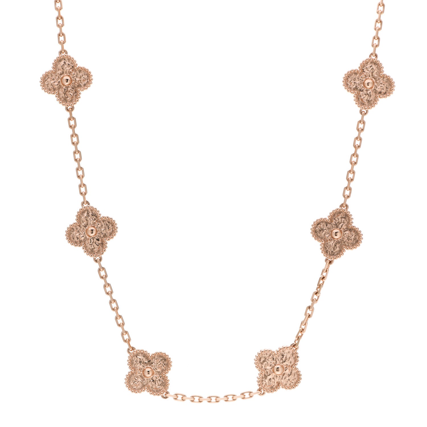 Van Cleef & Arpels 18K Rose Gold 10 Motifs Vintage Alhambra Necklace 1 of 5