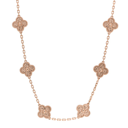 Van Cleef & Arpels 18K Rose Gold 10 Motifs Vintage Alhambra Necklace 1 of 5