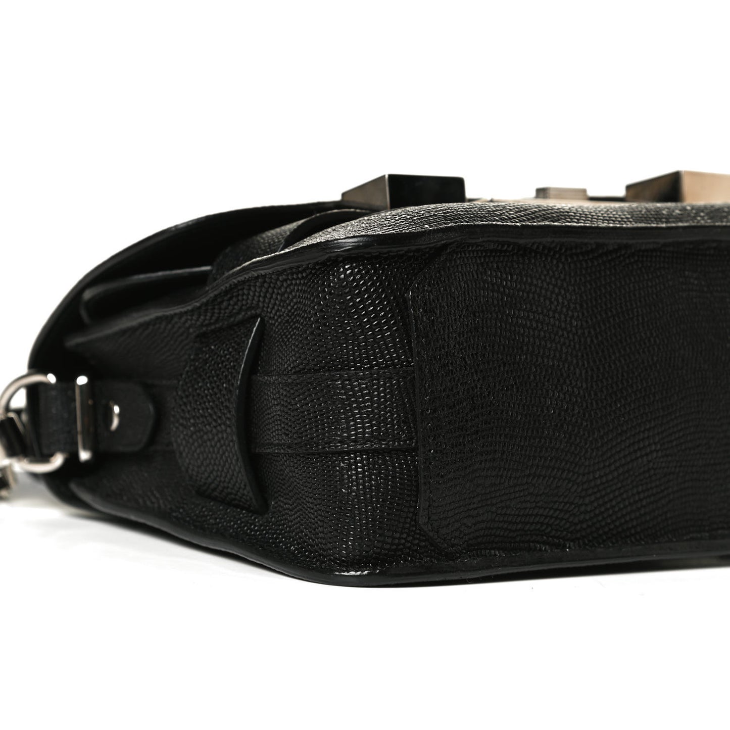 Calfskin Lizard Embossed Mini PS11 Classic Shoulder Bag Black