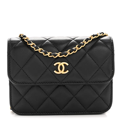 Chanel Lambskin Quilted Pearl Crush Flap With Chain Black 1 of 12