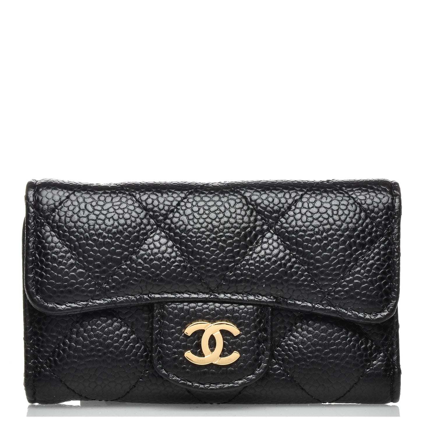 Caviar Quilted 6 Key Holder Black