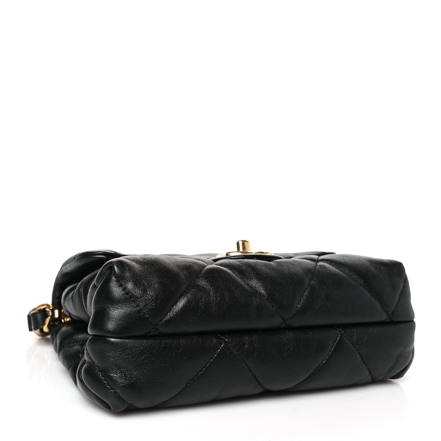 Lambskin Quilted Small Chain Top Handle Flap Black